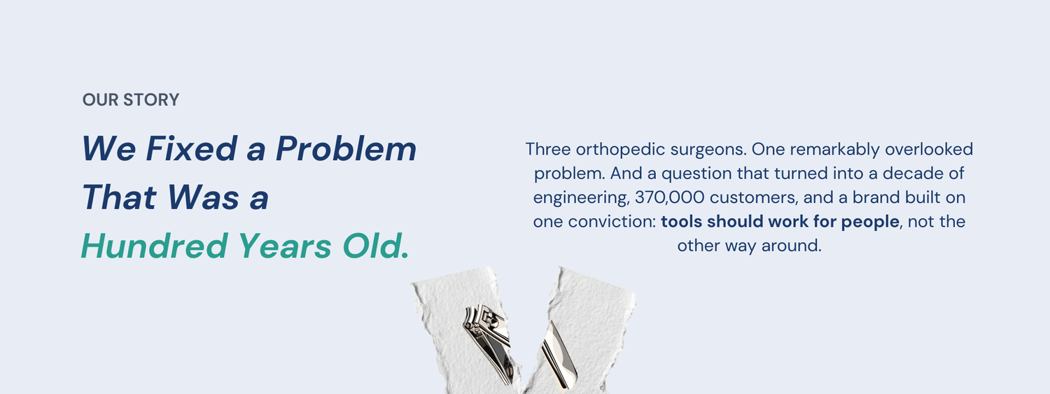 Three orthopedic surgeons. One remarkably overlooked problem. And a question that turned into a decade of engineering, 370,000 customer, and a brand built on one conviction: tools should work for people, not the other way around.